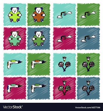 Collection of flat shading style icons kids toys vector image