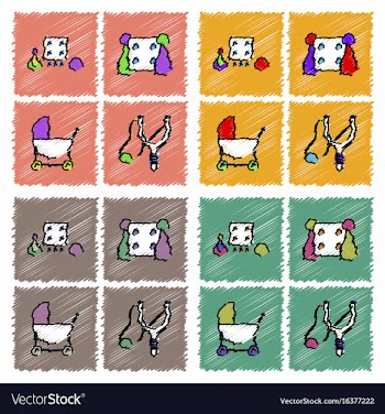 Collection of flat shading style icons kids toys vector image