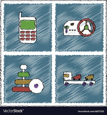 Collection of flat shading style icons kids toys vector image
