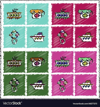 Collection of flat shading style icons kids toys vector image