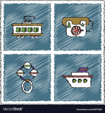 Collection of flat shading style icons kids toys vector image