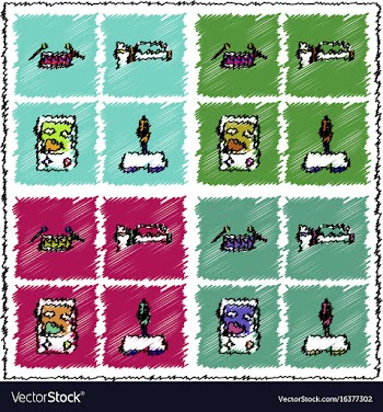 Collection of flat shading style icons kids toys vector image