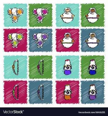 Collection of flat shading style icons kids toys vector image