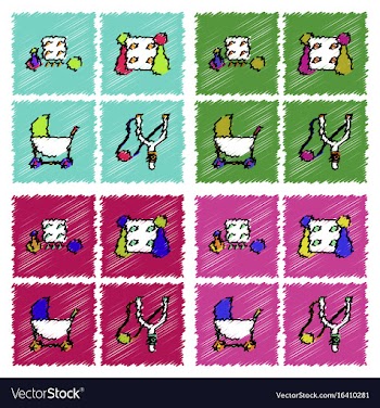 Collection of flat shading style icons kids toys vector image
