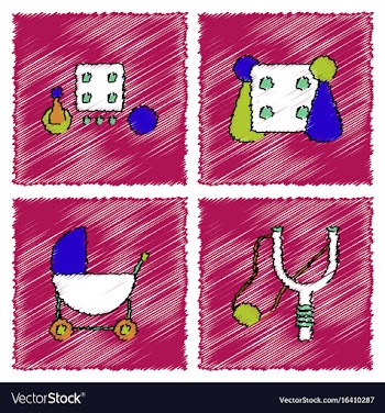 Collection of flat shading style icons kids toys vector image