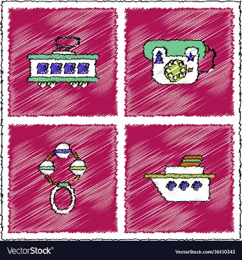 Collection of flat shading style icons kids toys vector image