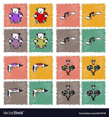 Collection of flat shading style icons kids toys vector image