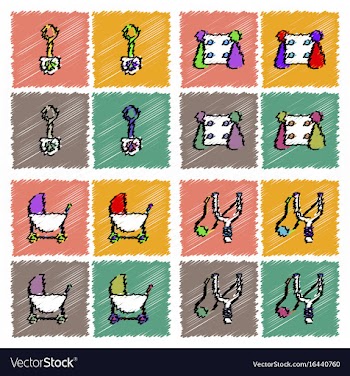 Collection of flat shading style icons kids toys vector image