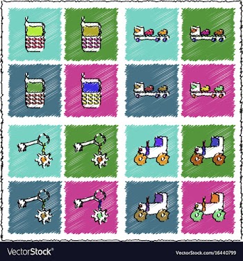 Collection of flat shading style icons kids toys vector image