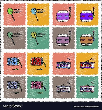 Collection of flat shading style icons kids toys vector image