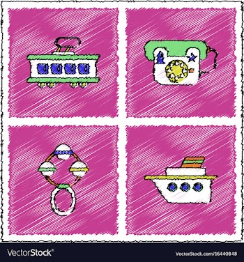 Collection of flat shading style icons kids toys vector image