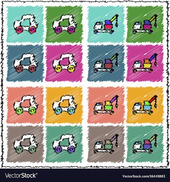 Collection of flat shading style icons kids toys vector image