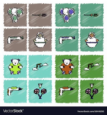 Collection of flat shading style icons kids toys vector image