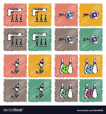 Collection of flat shading style icons kids toys vector image