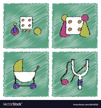 Collection of flat shading style icons kids toys vector image