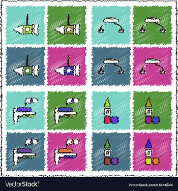 Collection of flat shading style icons kids toys vector image