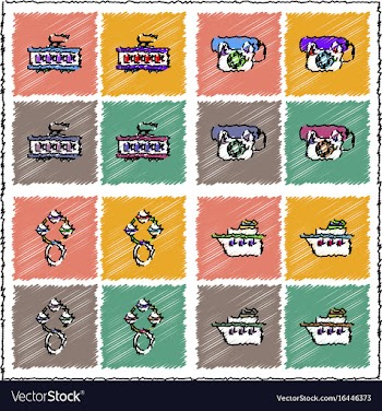 Collection of flat shading style icons kids toys vector image
