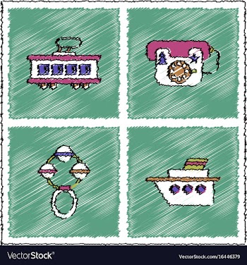 Collection of flat shading style icons kids toys vector image