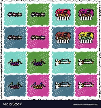 Collection of flat shading style icons kids toys vector image