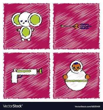 Collection of flat shading style icons kids toys vector image