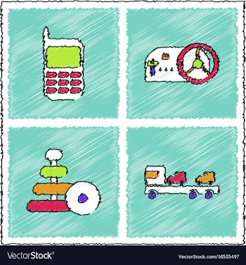Collection of flat shading style icons kids toys vector image