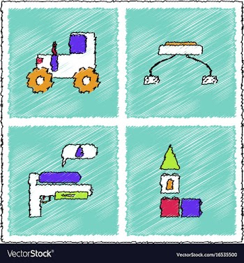 Collection of flat shading style icons kids toys vector image