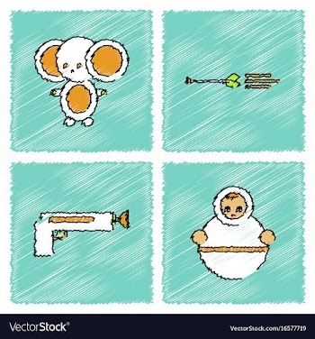 Collection of flat shading style icons kids toys vector image
