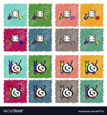 Collection of flat shading style icons kids toys vector image