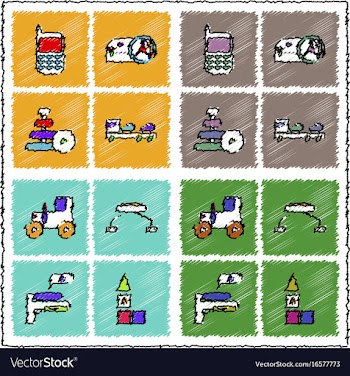 Collection of flat shading style icons kids toys vector image