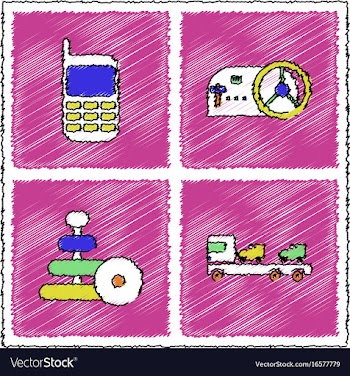 Collection of flat shading style icons kids toys vector image