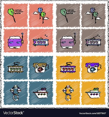 Collection of flat shading style icons kids toys vector image