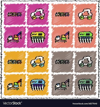 Collection of flat shading style icons kids toys vector image
