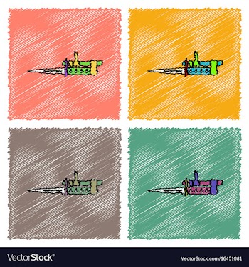 Collection of flat shading style icons knife vector image
