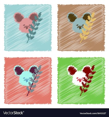 Collection of flat shading style icons koala and vector image