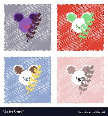 Collection of flat shading style icons koala and vector image