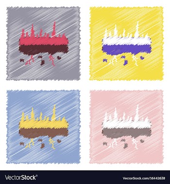Collection of flat shading style icons land roots vector image