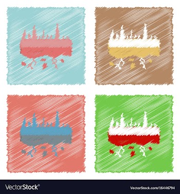 Collection of flat shading style icons land roots vector image