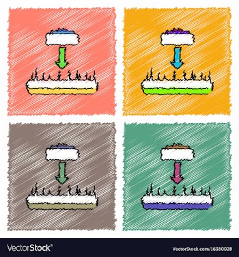 Collection of flat shading style icons lay a mine vector image
