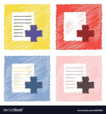 Collection of flat shading style icons medical vector image