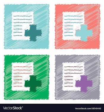 Collection of flat shading style icons medical vector image