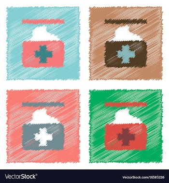Collection of flat shading style icons medical vector image