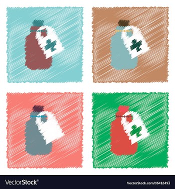 Collection of flat shading style icons medicines vector image