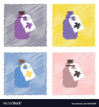 Collection of flat shading style icons medicines vector image