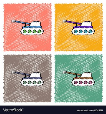 Collection of flat shading style icons military vector image