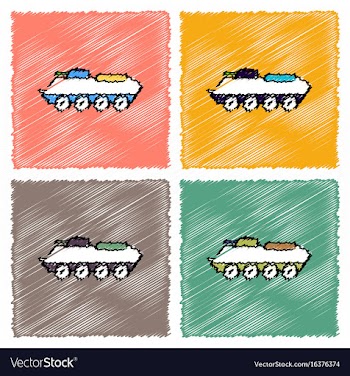 Collection of flat shading style icons military vector image