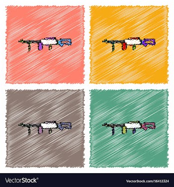 Collection of flat shading style icons military vector image
