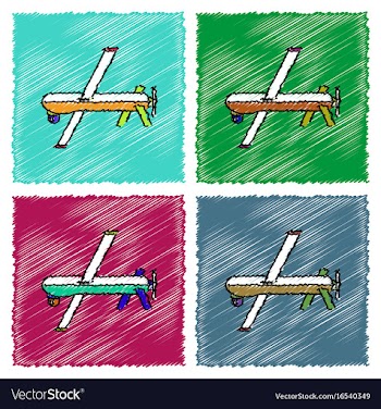 Collection of flat shading style icons military vector image