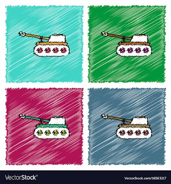 Collection of flat shading style icons military vector image