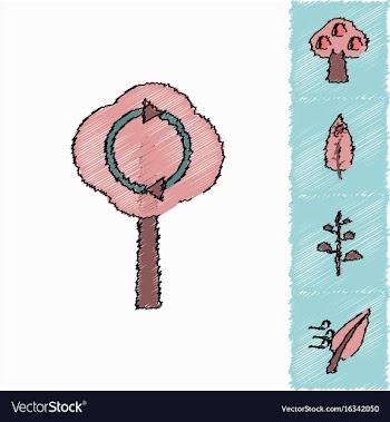 Collection of flat shading style icons nature vector image