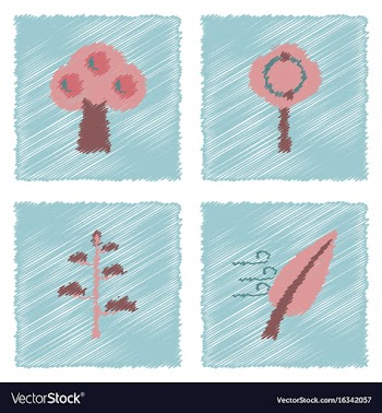 Collection of flat shading style icons nature vector image